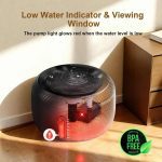آبخوری گربه SIBAYS پمپ فوق العاده بی صدا 25 دسی بل 3.5 لیتری پنجره LED - تصویر 7