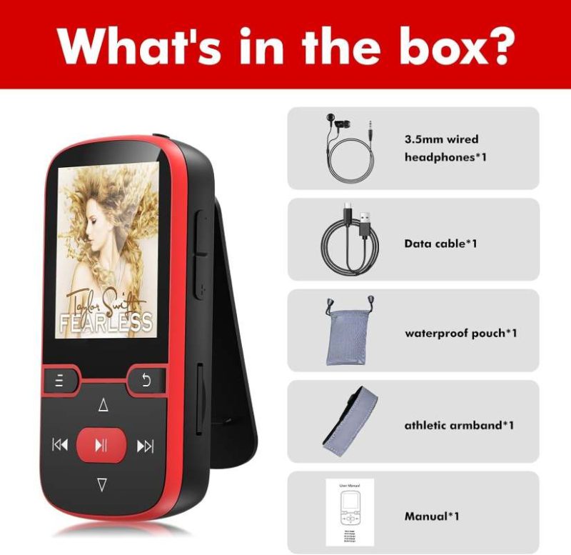 پخش کننده MP3 با ظرفیت 64 گیگابایت، بلوتوث 5.3، کلیپسی، صدای HiFi و صفحه نمایش 1.5 اینچی - تصویر 6