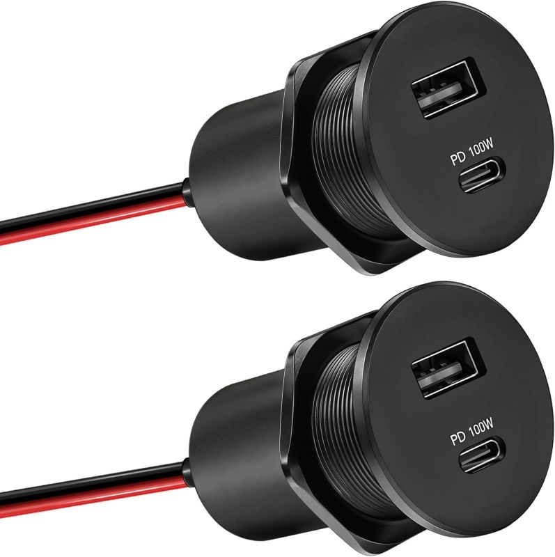8 سوکت شارژر لپ تاپ 12 ولت آلومینیومی 100 وات PD3.1 Type-C و 18 وات QC3.0 USB-C - Image 1