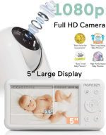 دوربین  تصویری کودک Momcozy مدل BM01 با ۲ دوربین، صفحه نمایش ۵ اینچی ۱۰۸۰p با قابلیت نمایش همزمان (Split Screen) و بدون نیاز به وای‌فای - تصویر 2