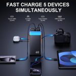 پاوربانک 60000 میلی‌آمپر ساعتی CUZAR باتری 22.5 وات PD و QC USB C - تصویر 5